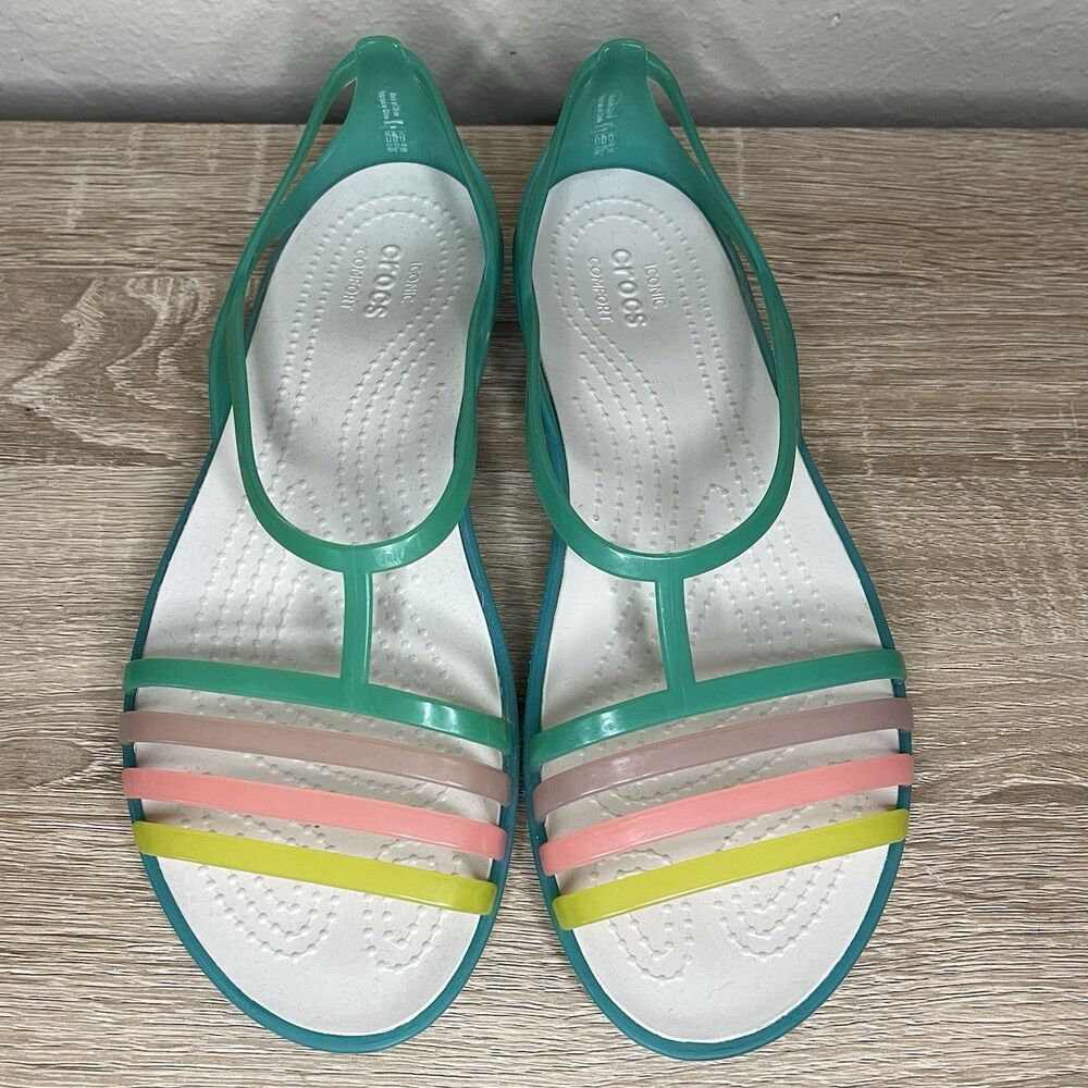 Crocs Isabella Flat Sandal Shoes Women’s Island Green size 6 jelly sandals